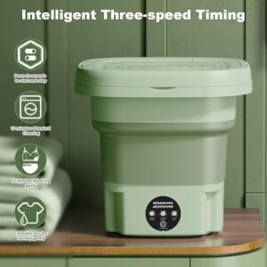 Portable Mini Folding Washing Machine - Lightweight Automatic Clothes Washer for Travel, Camping, Apartments & Underwear Laundry (Green)