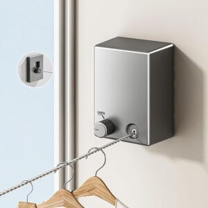 X Spring Retractable Clothesline – 4.2m Wall-Mounted Adjustable Laundry Line with Stainless Steel and Aluminum Alloy Bracket – Ideal for Indoor, Outdoor, Bathroom, and Balcony Use (Gray)